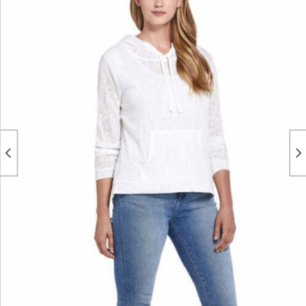 Everlast Women's Burnout White Lightweight Hooded Long Sleeve Top